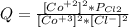 Q=\frac{[Co^{+2}] ^{2}*P_{Cl2}  }{[Co^{+3}] ^{2}*[Cl^{-}] ^{2}  }