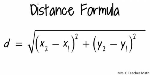 Which equation can be used to determine the distance between the origin and (–2, –4)?