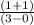 \frac{(1+1)}{(3-0)}