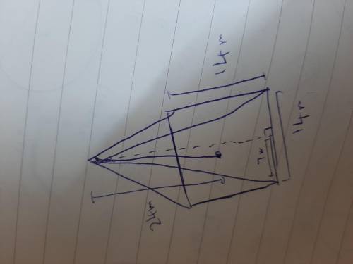 Asquare pyramid has base edge length 14 m. the height of the pyramid is 24 m. find the surface area