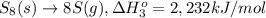 S_8(s) \rightarrow 8S(g) ,\Delta H^o_{3} = 2,232 kJ/mol