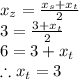 x_{z}=\frac{x_{s}+x_{t}}{2}\\3=\frac{3+x_{t}}{2}\\6=3+x_{t}\\ \therefore x_{t}=3