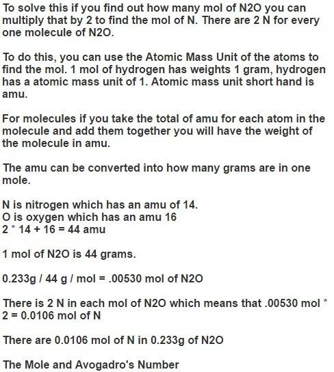 How many moles of n are in 0.245 g of n2o