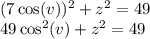 (7 \cos(v))^2 +z^2 = 49 \\ 49 \cos^2 (v)+z^2 = 49