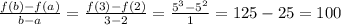 \frac{f(b)-f(a)}{b-a}=\frac{f(3)-f(2)}{3-2}=\frac{5^3-5^2}{1}=125-25=100