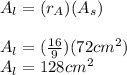 A_l=(r_{A})(A_s)\\\\A_l=(\frac{16}{9})(72cm^2)\\A_l=128cm^2