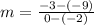 m = \frac{-3-(-9)}{0-(-2)}