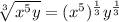 \sqrt[3]{x^5y}=(x^5)^{\frac{1}{3}}y^{\frac{1}{3}}