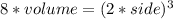 8*volume = (2*side)^3