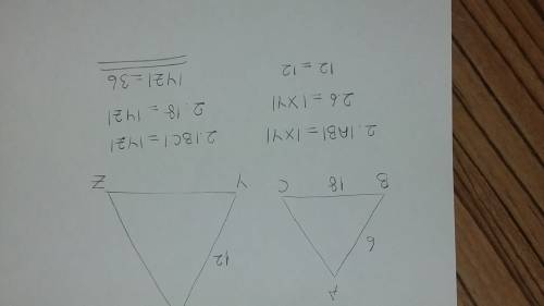 △abc△abc is similar to △xyz△xyz. also, side abside ab measures 6 cm, side bcside bc measures 18 cm,