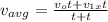 v_{avg} = \frac{v_o t + v_{1x} t}{t + t}