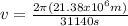 v = \frac{2 \pi (21.38x10^{6}m)}{31140s}
