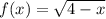 f(x)=\sqrt{4-x}