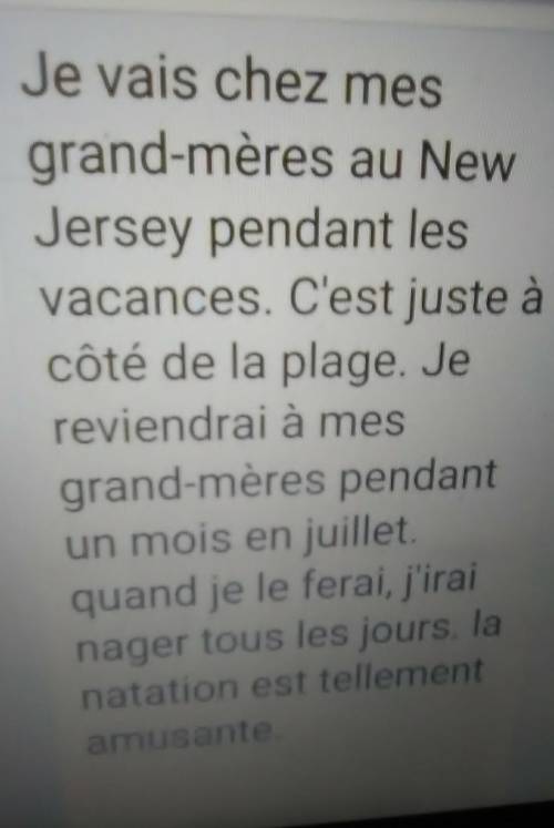 Pleas :  french write 5-8 original sentences in french where do you go on holidays?  do you prefer t