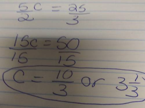 How do you solve this equation 5/2c = 8 1/3