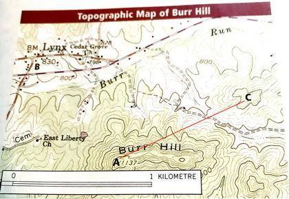 Between point a and point c, where is the steepest part of the hike?  how do you know?