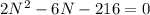 2N^2-6N-216=0