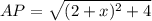 AP = \sqrt{(2 + x)^2 + 4}