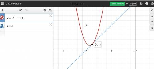 Which represents the solution(s) of the system of equations, y = x2 – x + 1 and y = x?  determine th