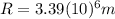 R=3.39(10)^{6} m