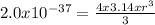 2.0x10^{-37} = \frac{4x3.14xr^3}{3}