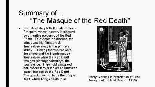 How does the description of the clock contribute to the development of the story’s theme the masque