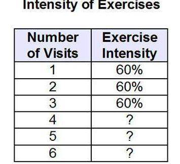 The program recommends a constant intensity for 3 visits, increasing intensity over 3 visits, and th