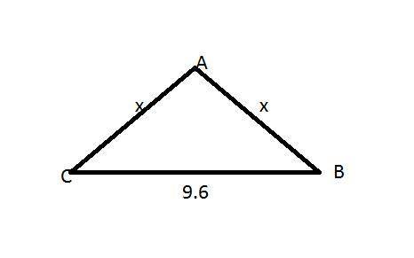 An isosceles triangle has a base 9.2 units long. if the congruent side lengths have measures to the
