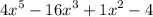 {4x}^{5}  -  {16x}^{3}  +  {1x}^{2}  - 4