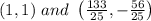 (1,1) \ and \ \left(\frac{133}{25},-\frac{56}{25}\right)