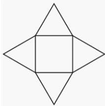 05.06)which net represents the pyramid below?  the image of a square pyramid. a hexagon with a trian