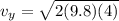 v_y = \sqrt{2(9.8)(4)}
