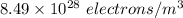 8.49\times 10^{28}\ electrons/m^3