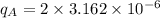 q_{A}= 2\times3.162\times10^{-6}