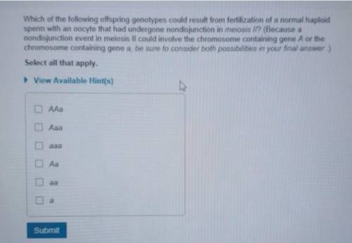 Which of the following offspring genotypes could result from fertilization of a normal haploid sperm