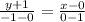 \frac{y + 1}{- 1 - 0} = \frac{x - 0}{0 - 1}