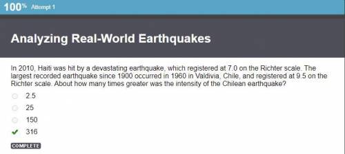 How many more times intense is an earthquake that measures 8 on the richter scale than an earthquake