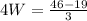 4W = \frac{46 - 19}{3}