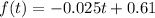 f(t) = -0.025t + 0.61