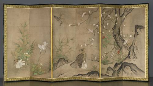 What belief does this japanese folding screen reflect?  the shinto belief of man’s harmony with natu