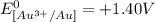 E^0_{[Au^{3+}/Au]}= +1.40V