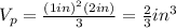 V_p=\frac{(1in)^2(2in)}{3}=\frac{2}{3}in^3