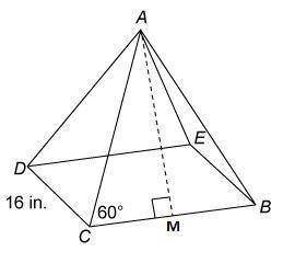 Pyramid abcde is a square pyramid. what is the lateral area of pyramid abcde ?