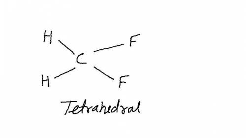 What is the correct lewis dot structure for h2cf2?  is it linear or in box form?