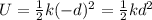 U=\frac{1}{2}k (-d)^2= \frac{1}{2}kd^2