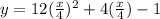 y=12(\frac{x}{4})^2+4(\frac{x}{4})-1