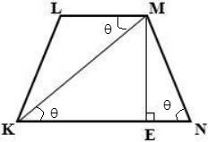 Given:  klmn is a trapezoid m∠n = m∠kml  me ⊥ kn , me = , ke = 8, lm: kn = 3: 5  find:  km, lm, kn,