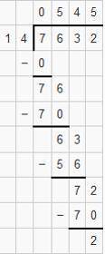 What is 7632 divided by 14 in long division i need the whole problem