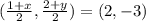 (\frac{1+x}{2},\frac{2+y}{2})=(2,-3)