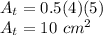 A_t = 0.5(4)(5)\\A_t = 10\ cm^2